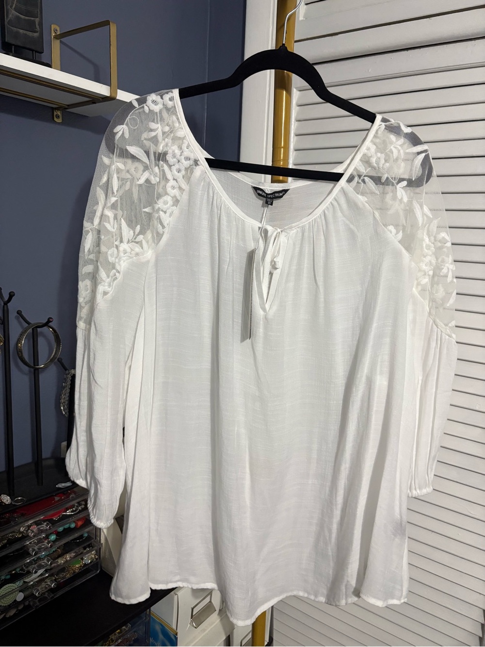 Unique Spectrum White Embroidered Peasant Tunic